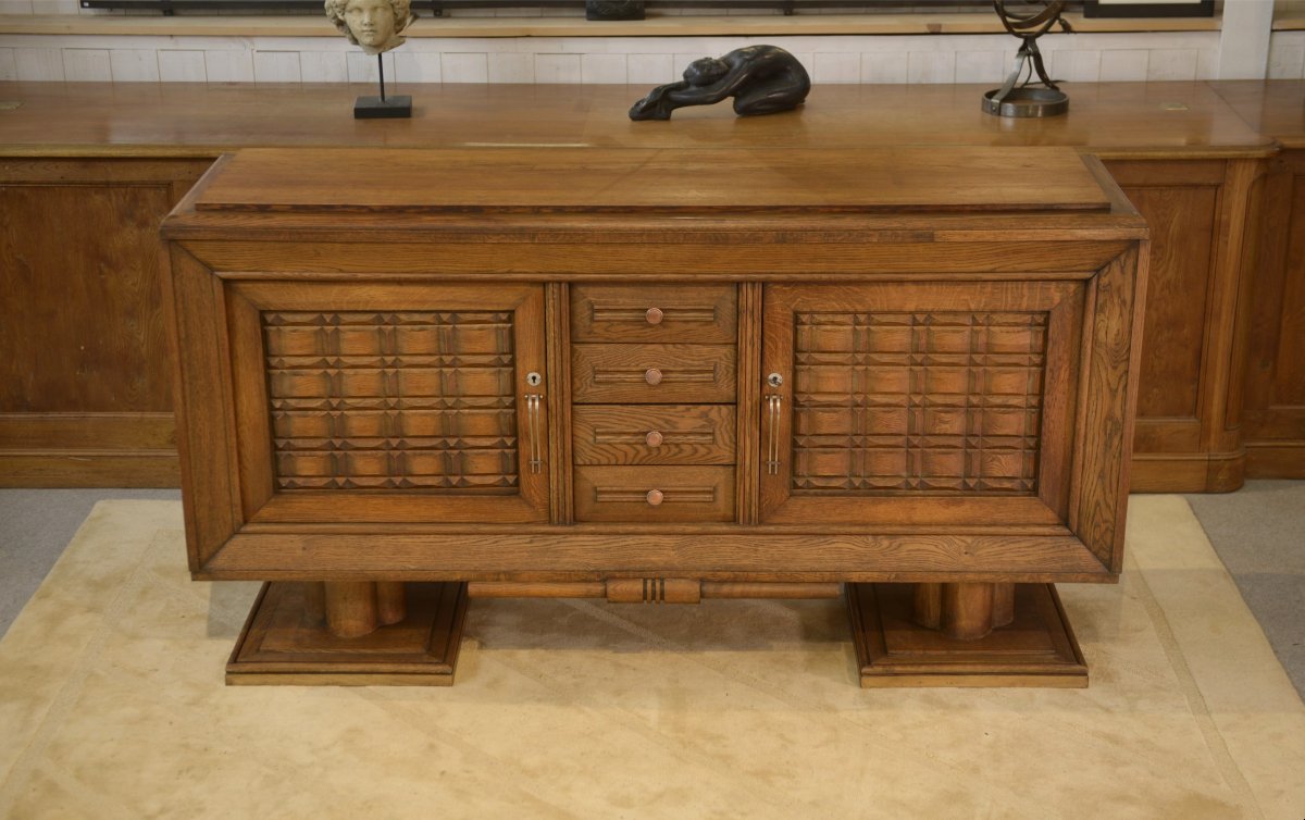 A Brutalist Sideboard In The Style Of Charles Dudouyt, Made Of Oak, From The 1950s-photo-4