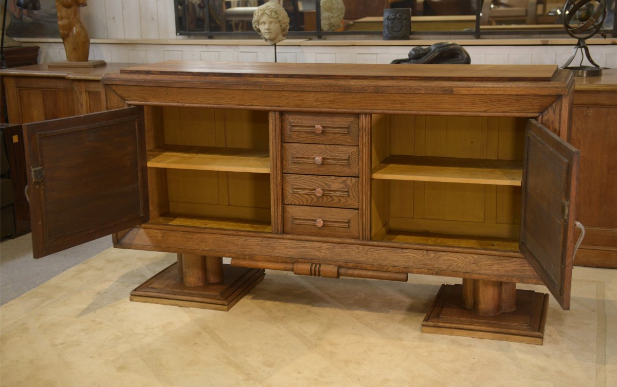 A Brutalist Sideboard In The Style Of Charles Dudouyt, Made Of Oak, From The 1950s-photo-4