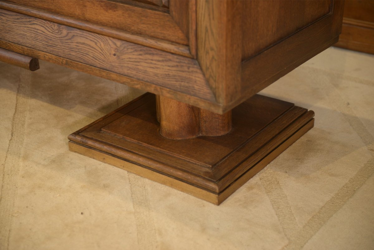 A Brutalist Sideboard In The Style Of Charles Dudouyt, Made Of Oak, From The 1950s-photo-6