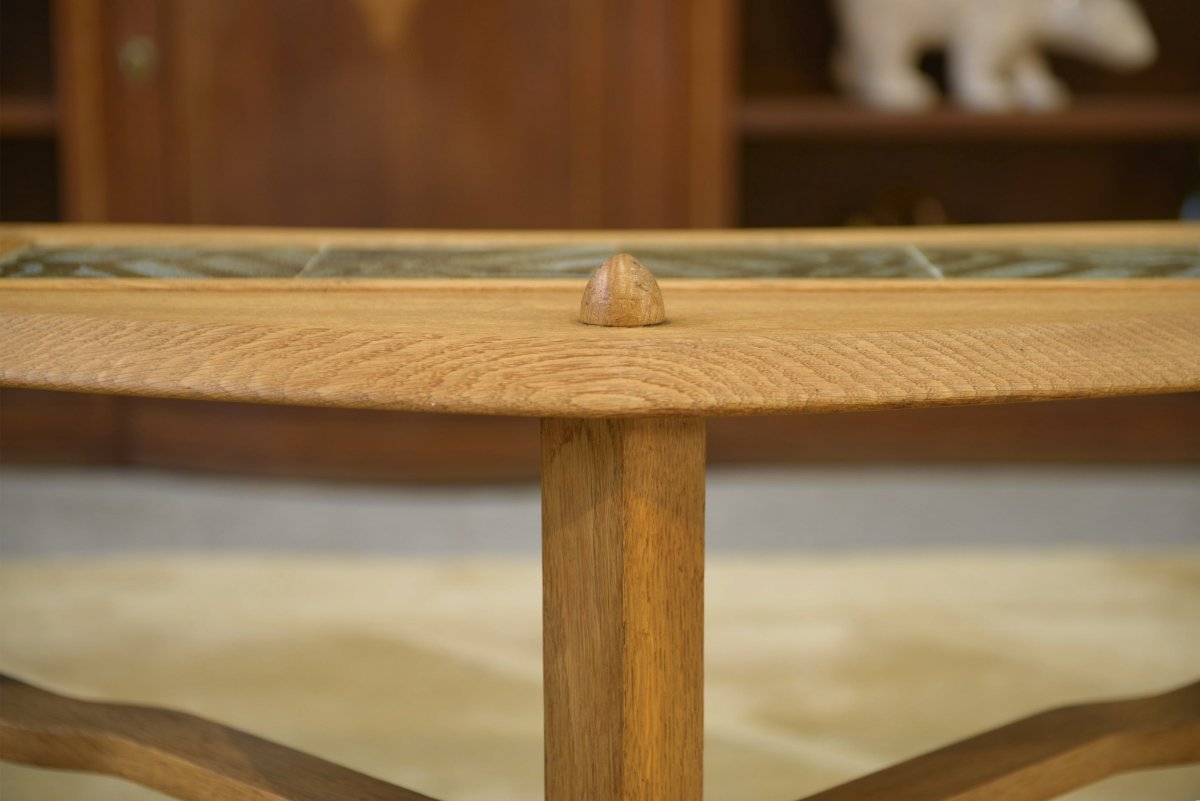 Table basse en chêne et céramique par Guillerme et Chambron pour Votre Maison 1950's-photo-5