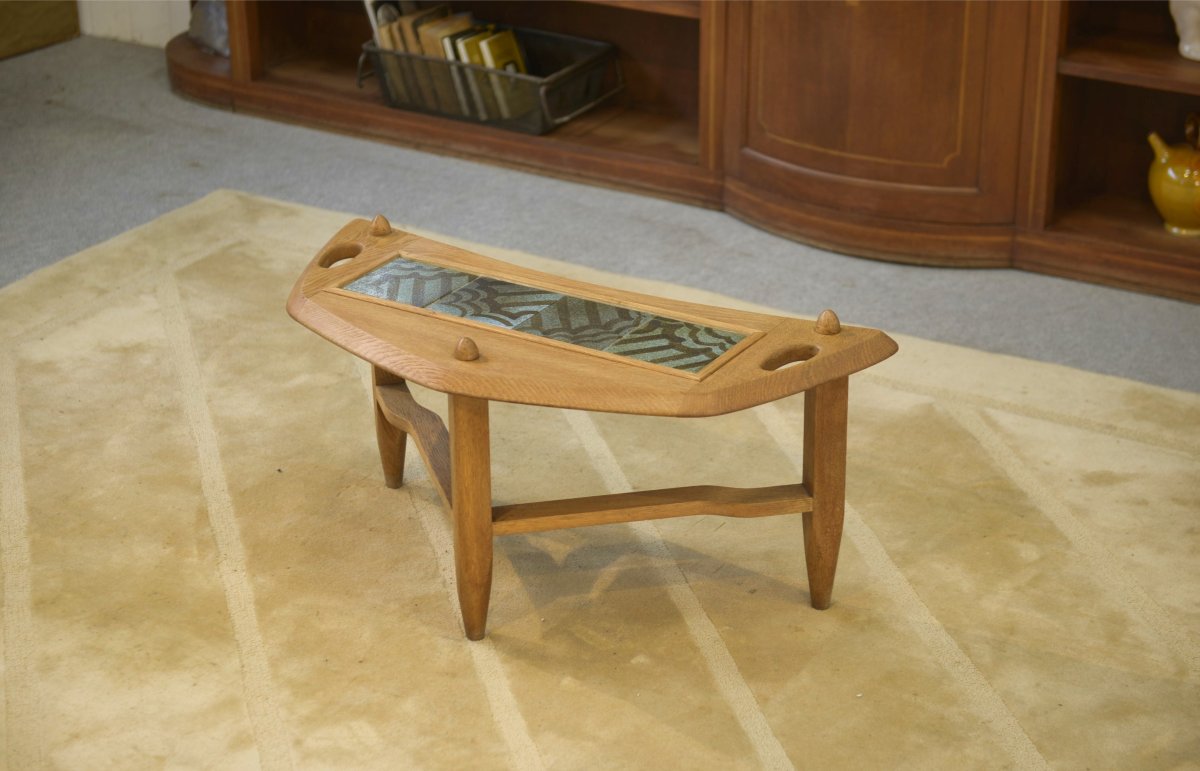 Table basse en chêne et céramique par Guillerme et Chambron pour Votre Maison 1950's-photo-6