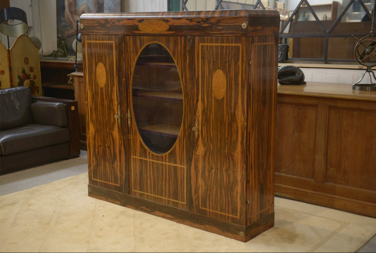 Neoclassical Art Deco Cabinet In Ebony Veneer, 1930s