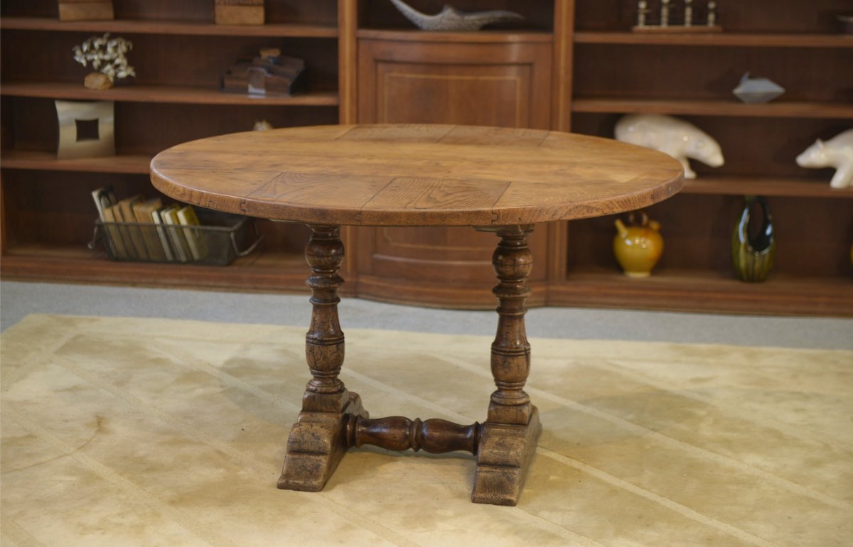 Table circulaire en chêne début 20ème-photo-2