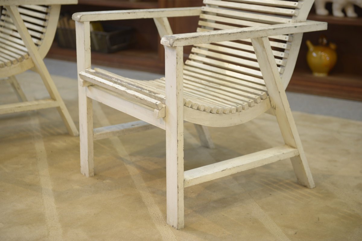Paire de fauteuils en bois 1950's-photo-2