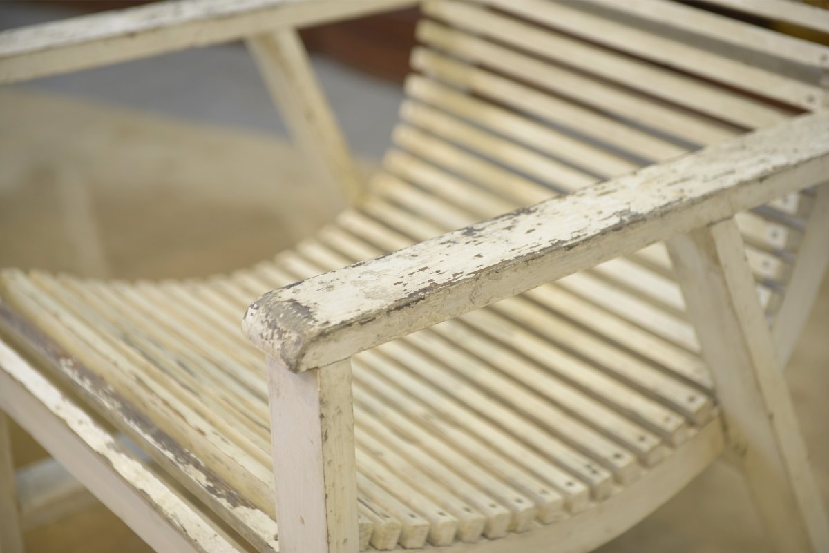 Paire de fauteuils en bois 1950's-photo-2