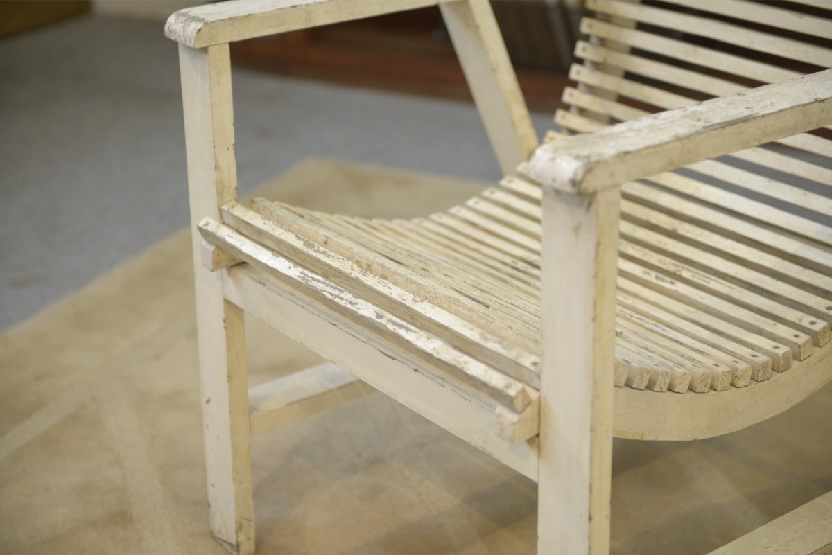 Paire de fauteuils en bois 1950's-photo-6