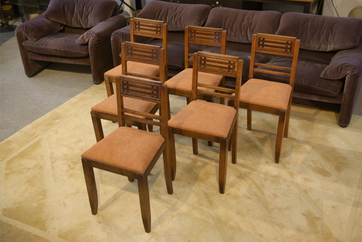 Ensemble de 6 chaises brutalistes 1950's-photo-1
