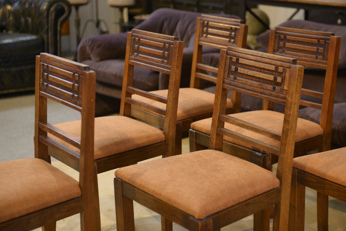 Ensemble de 6 chaises brutalistes 1950's-photo-2