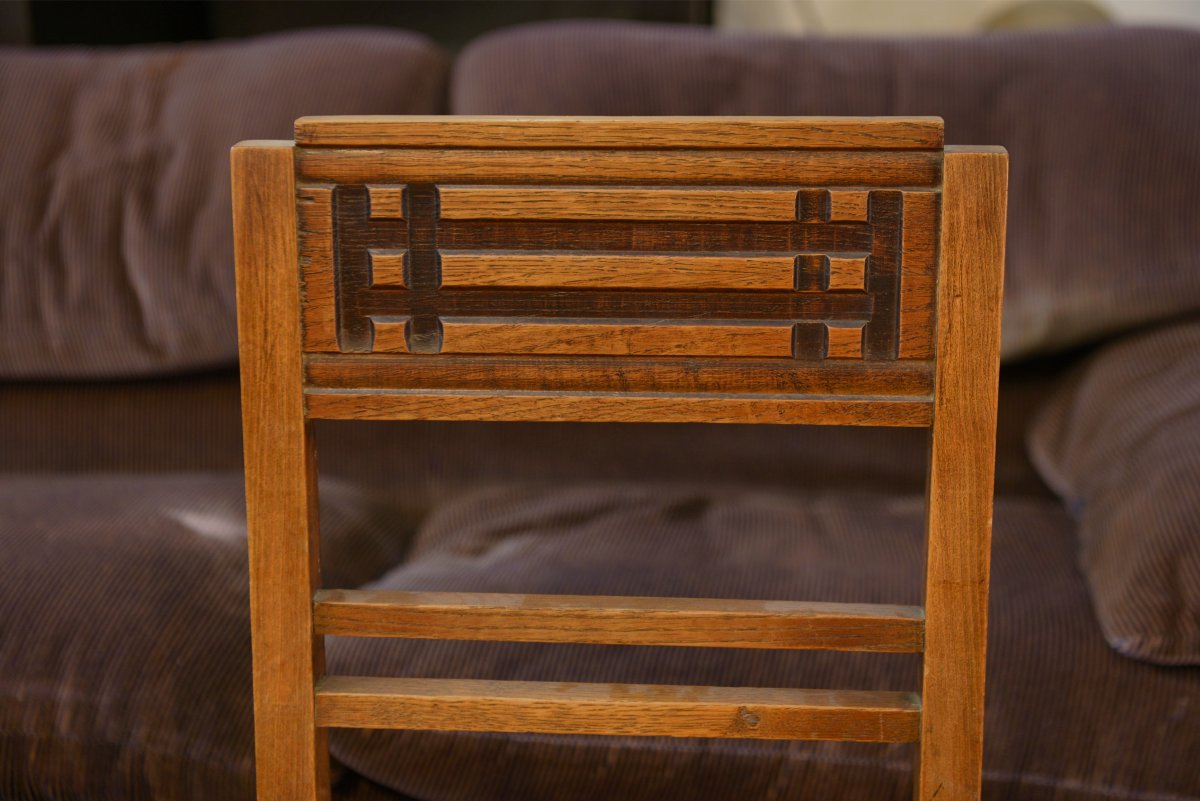 Ensemble de 6 chaises brutalistes 1950's-photo-3