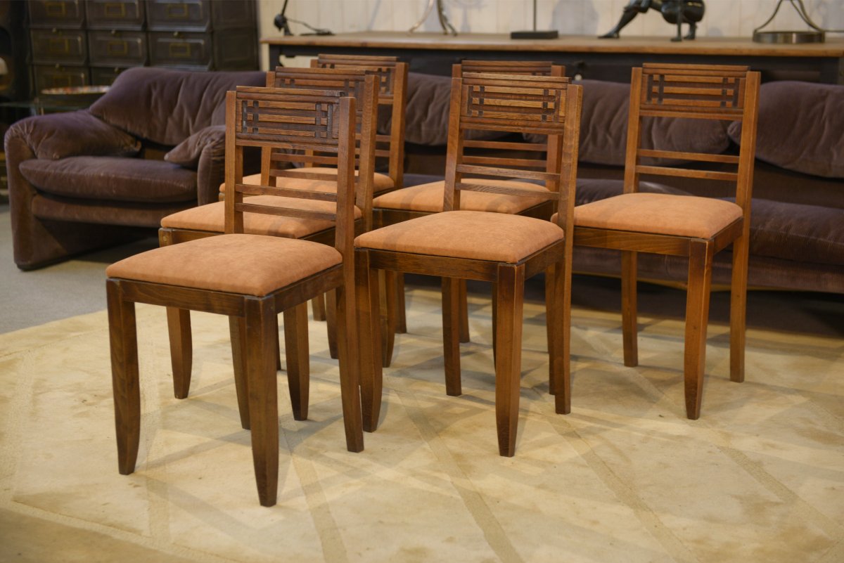 Ensemble de 6 chaises brutalistes 1950's