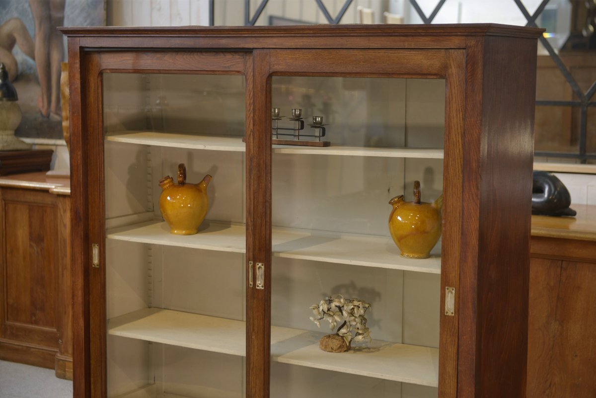 1940s Oak Display Cabinet-photo-4