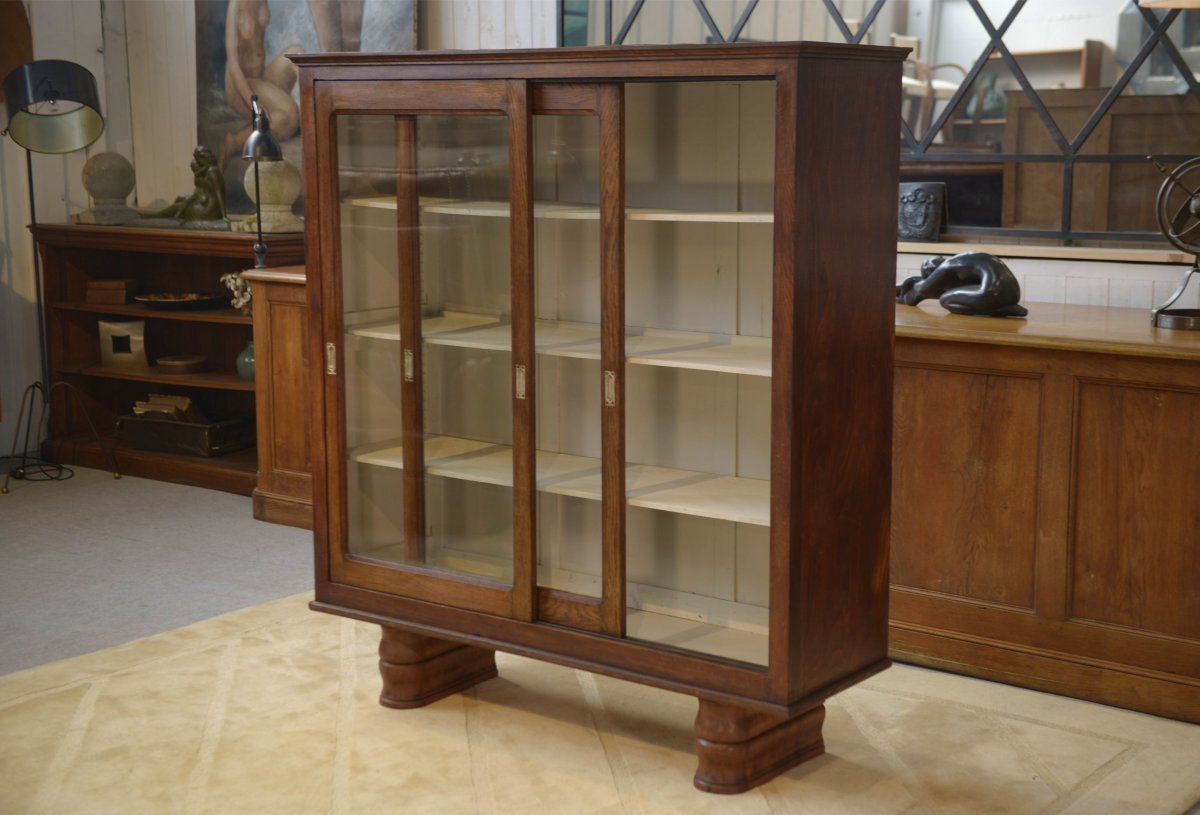 1940s Oak Display Cabinet-photo-5