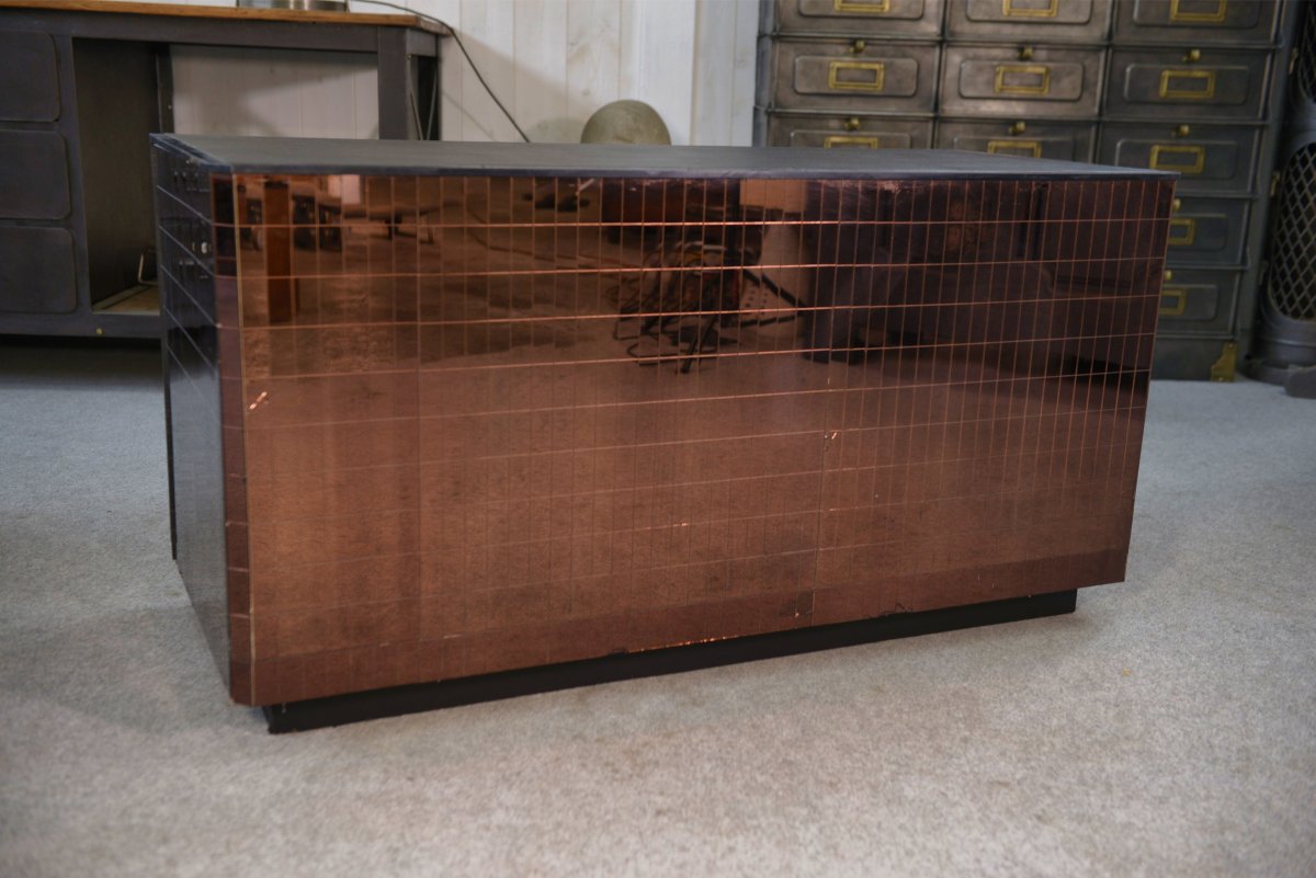 Set Of 2 Vanity Tables/jewelry Counters With Smoked-glass Mirrors And Drawers, From The 1970s-photo-3