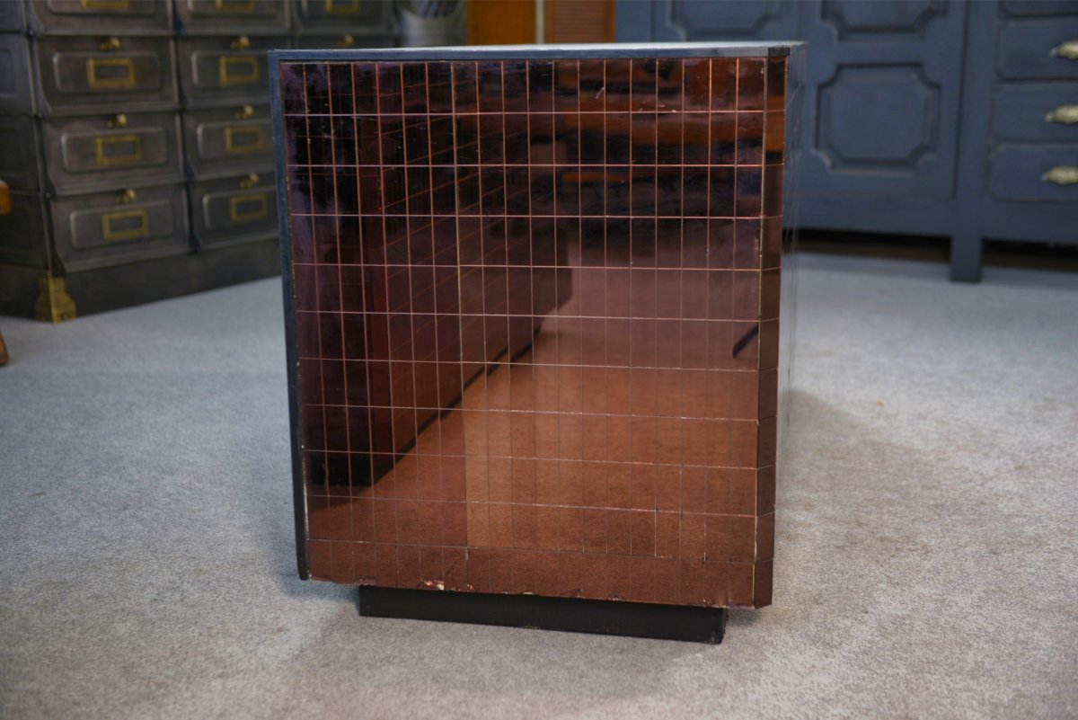 Set Of 2 Vanity Tables/jewelry Counters With Smoked-glass Mirrors And Drawers, From The 1970s-photo-5