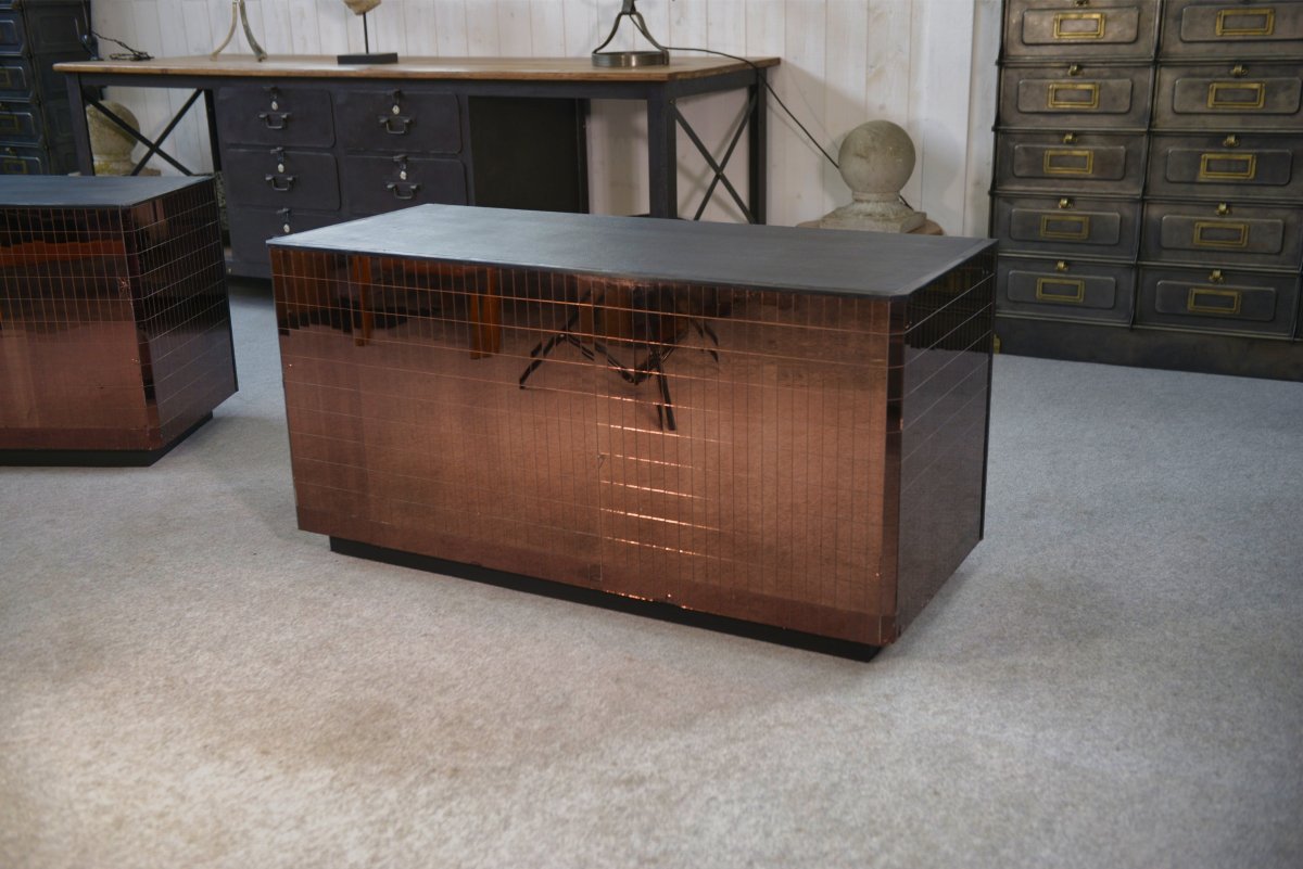 Set Of 2 Vanity Tables/jewelry Counters With Smoked-glass Mirrors And Drawers, From The 1970s-photo-8