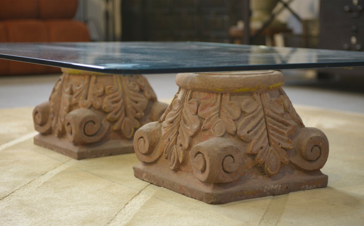 1960s Stone And Glass "chapiteau" Coffee Table-photo-4