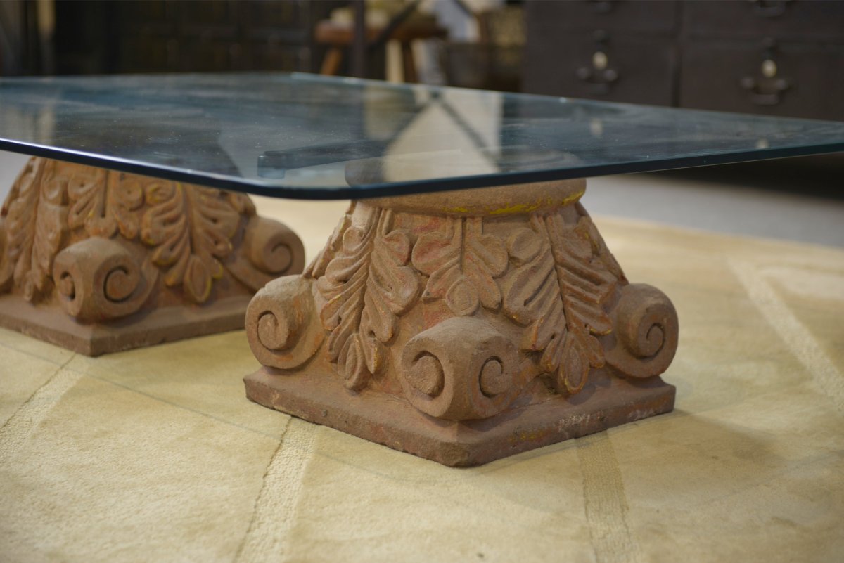 1960s Stone And Glass "chapiteau" Coffee Table-photo-2