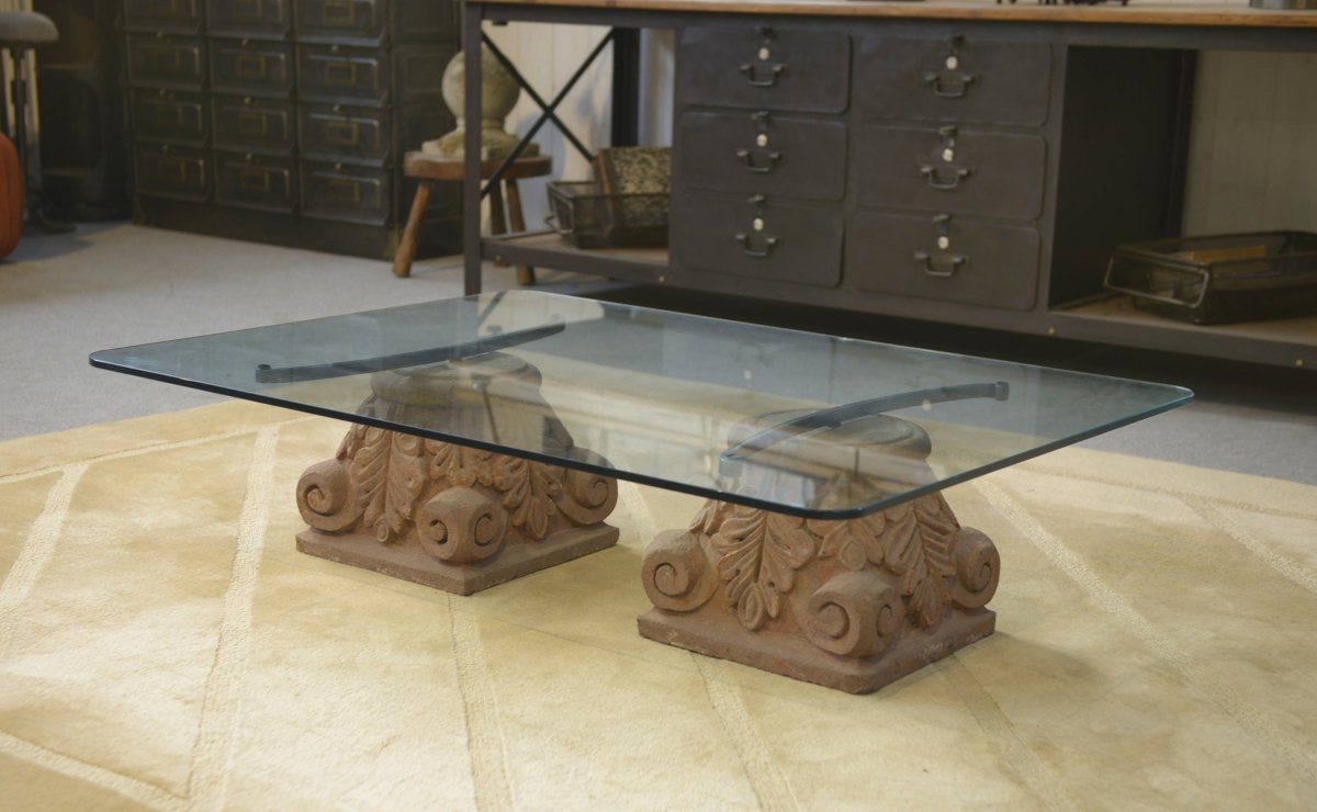 1960s Stone And Glass "chapiteau" Coffee Table