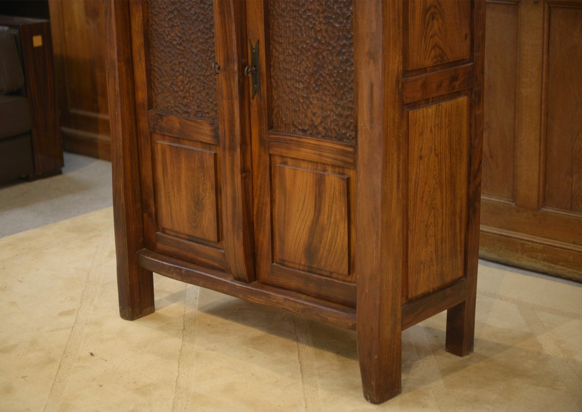 Armoire brutaliste Aranjou en orme 1960's-photo-3