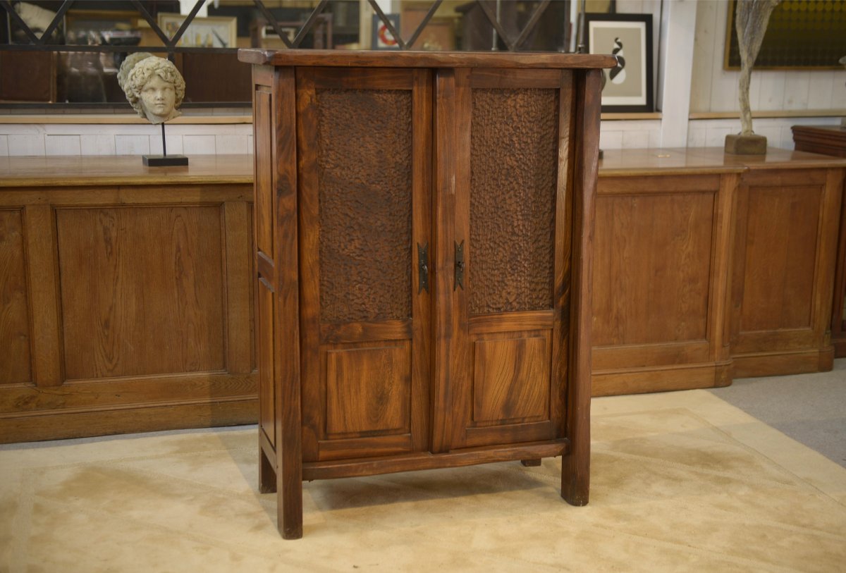 Armoire brutaliste Aranjou en orme 1960's-photo-4