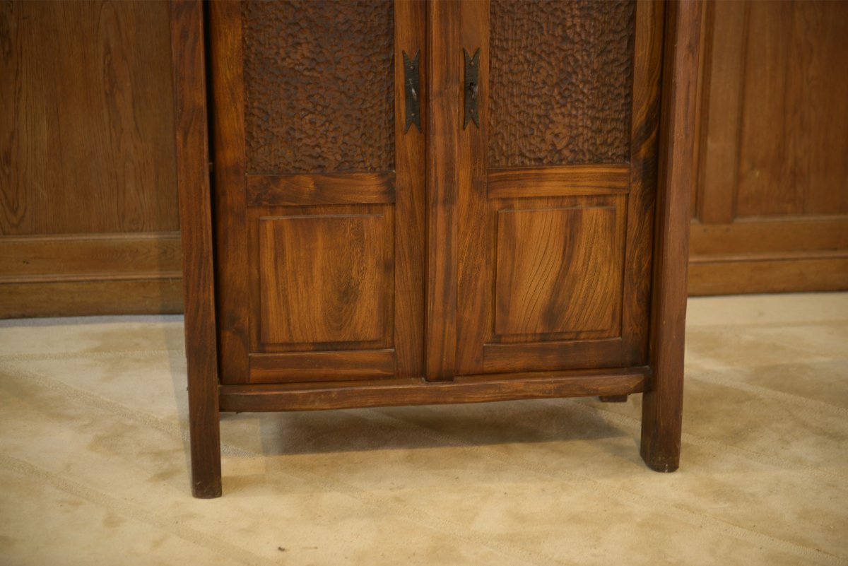 Armoire brutaliste Aranjou en orme 1960's-photo-1