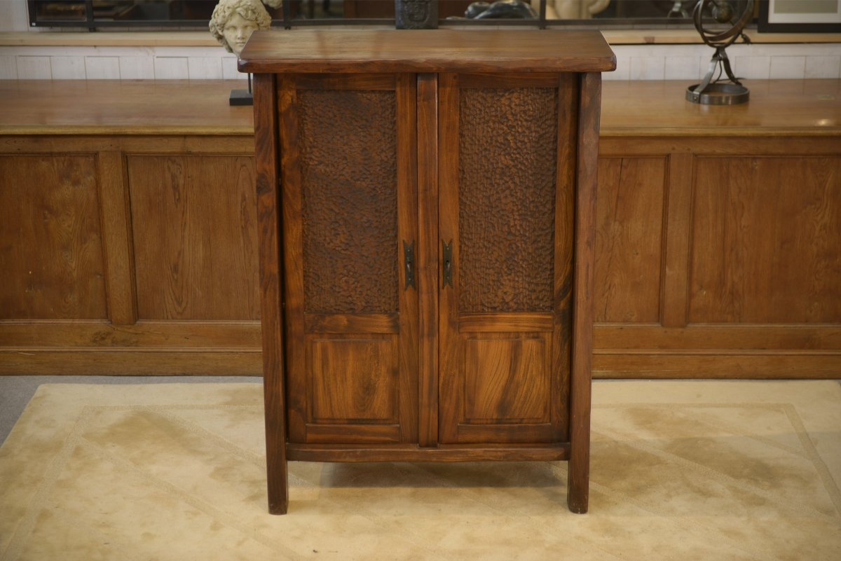 Armoire brutaliste Aranjou en orme 1960's-photo-2