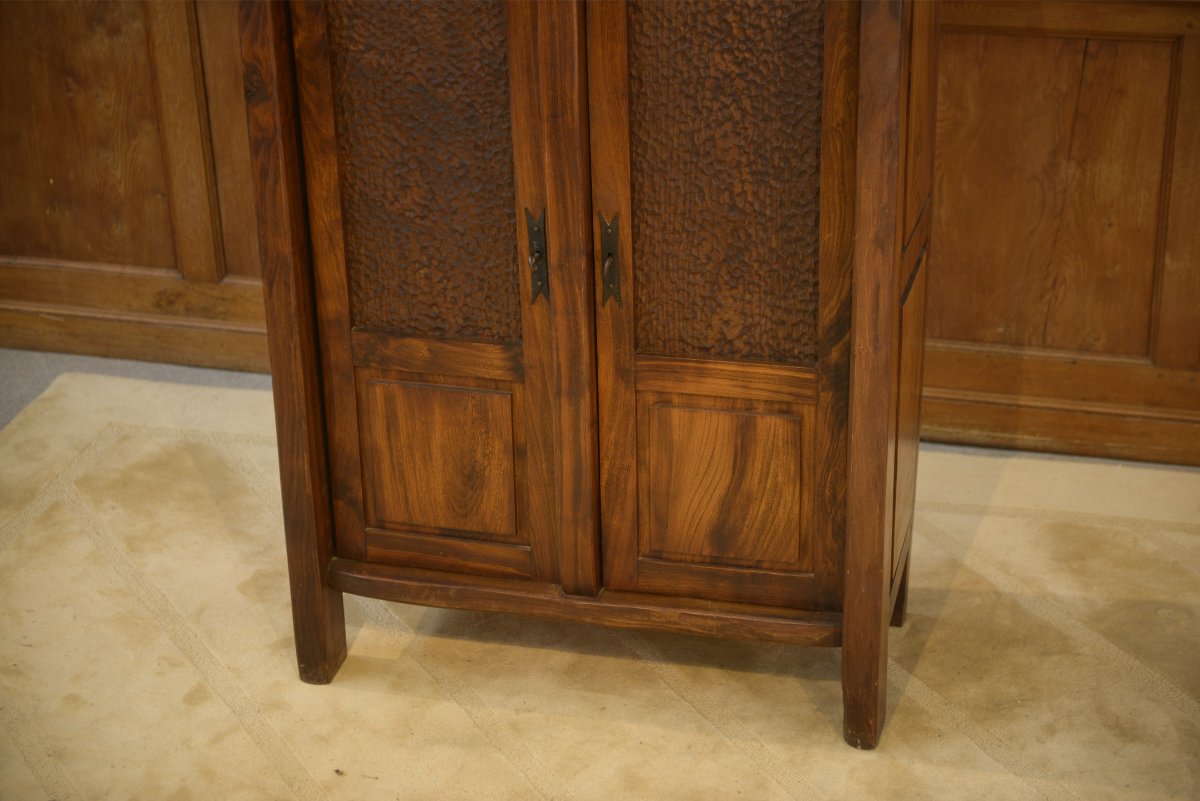Armoire brutaliste Aranjou en orme 1960's-photo-3