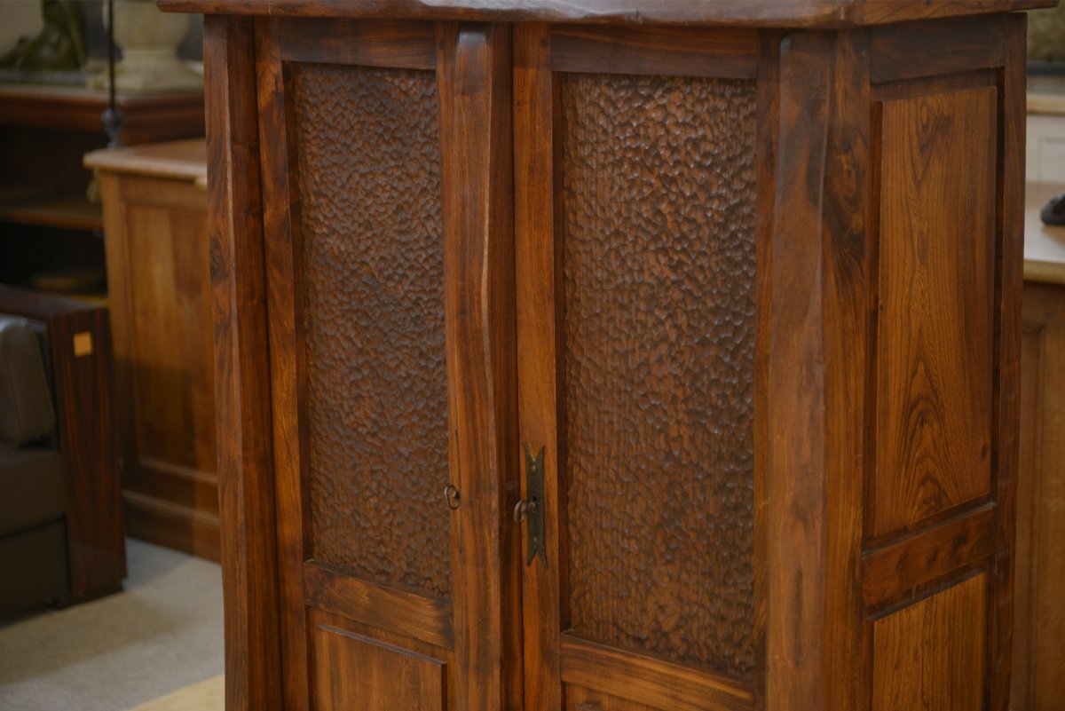 Armoire brutaliste Aranjou en orme 1960's-photo-4
