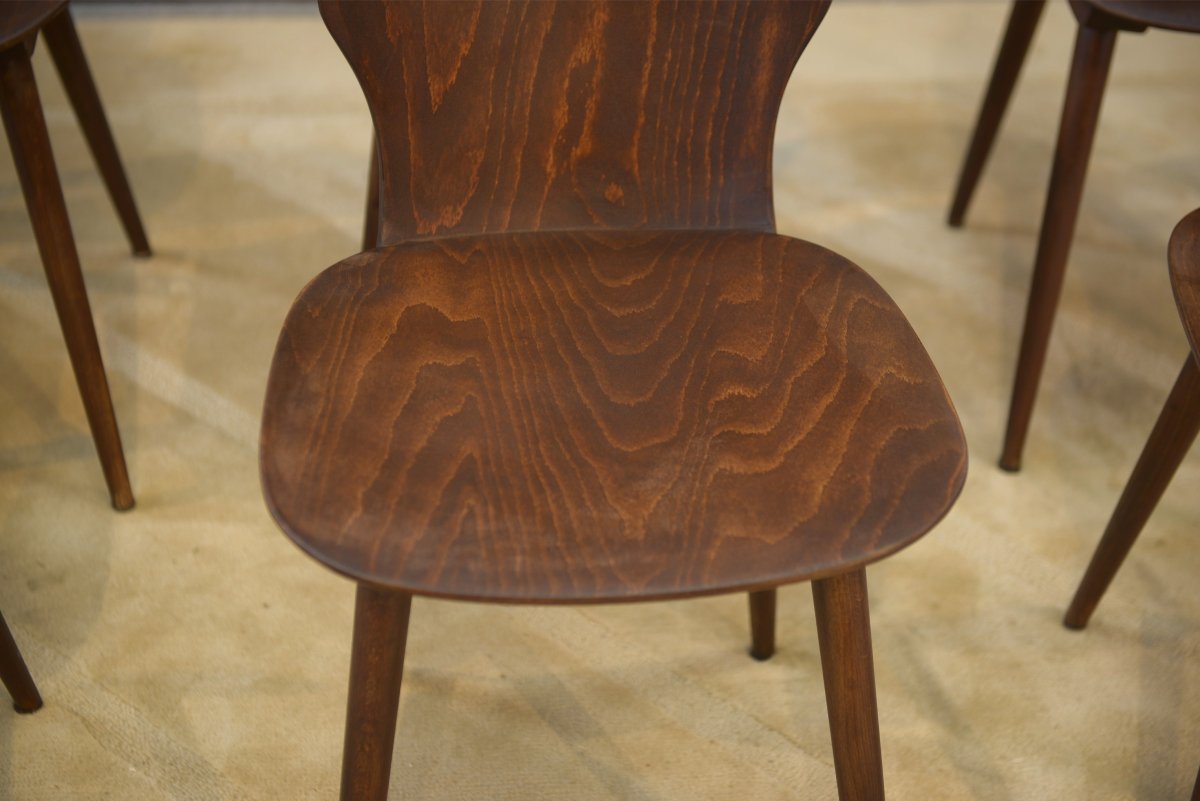 Ensemble de 8 chaises Baumann modèle “Gentiane” Henri Julien 1960's-photo-4