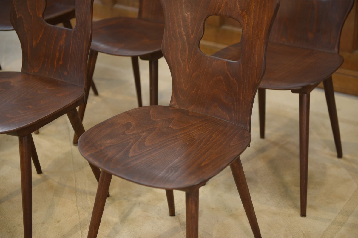 Ensemble de 8 chaises Baumann modèle “Gentiane” Henri Julien 1960's-photo-2