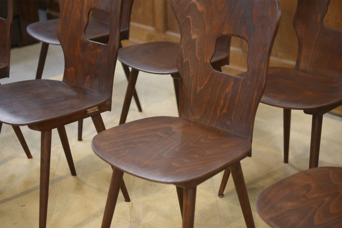 Ensemble de 8 chaises Baumann modèle “Gentiane” Henri Julien 1960's-photo-6