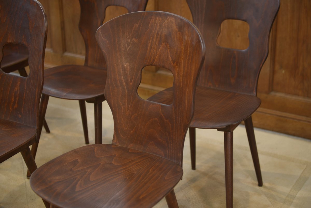 Ensemble de 8 chaises Baumann modèle “Gentiane” Henri Julien 1960's-photo-8