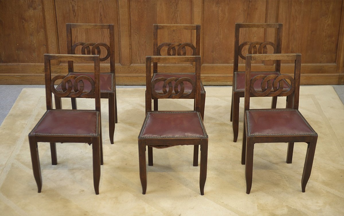 Set Of 6 Oak Chairs From The 1950s-photo-3