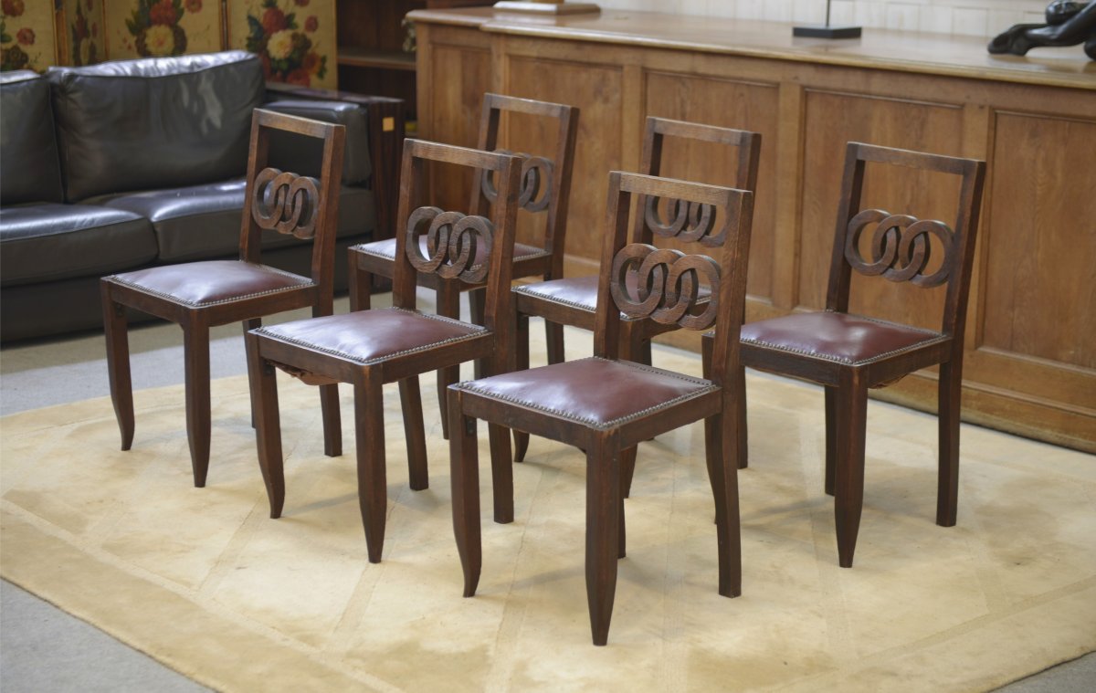 Set Of 6 Oak Chairs From The 1950s