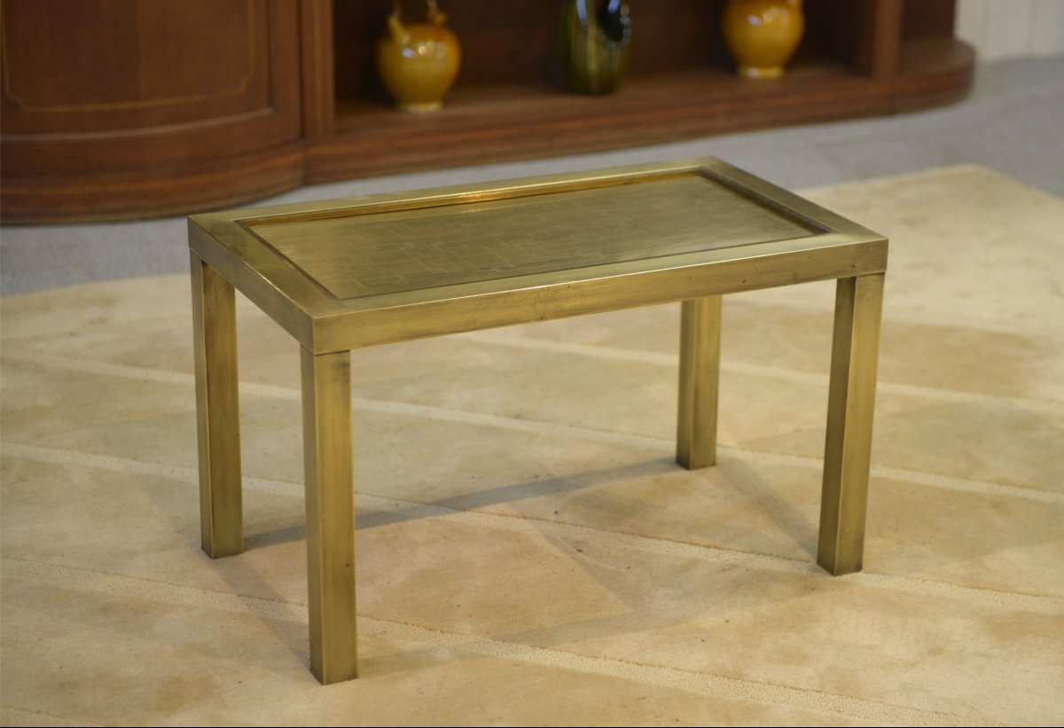 Brass Coffee Table Attributed To Willy Daro, 1970s