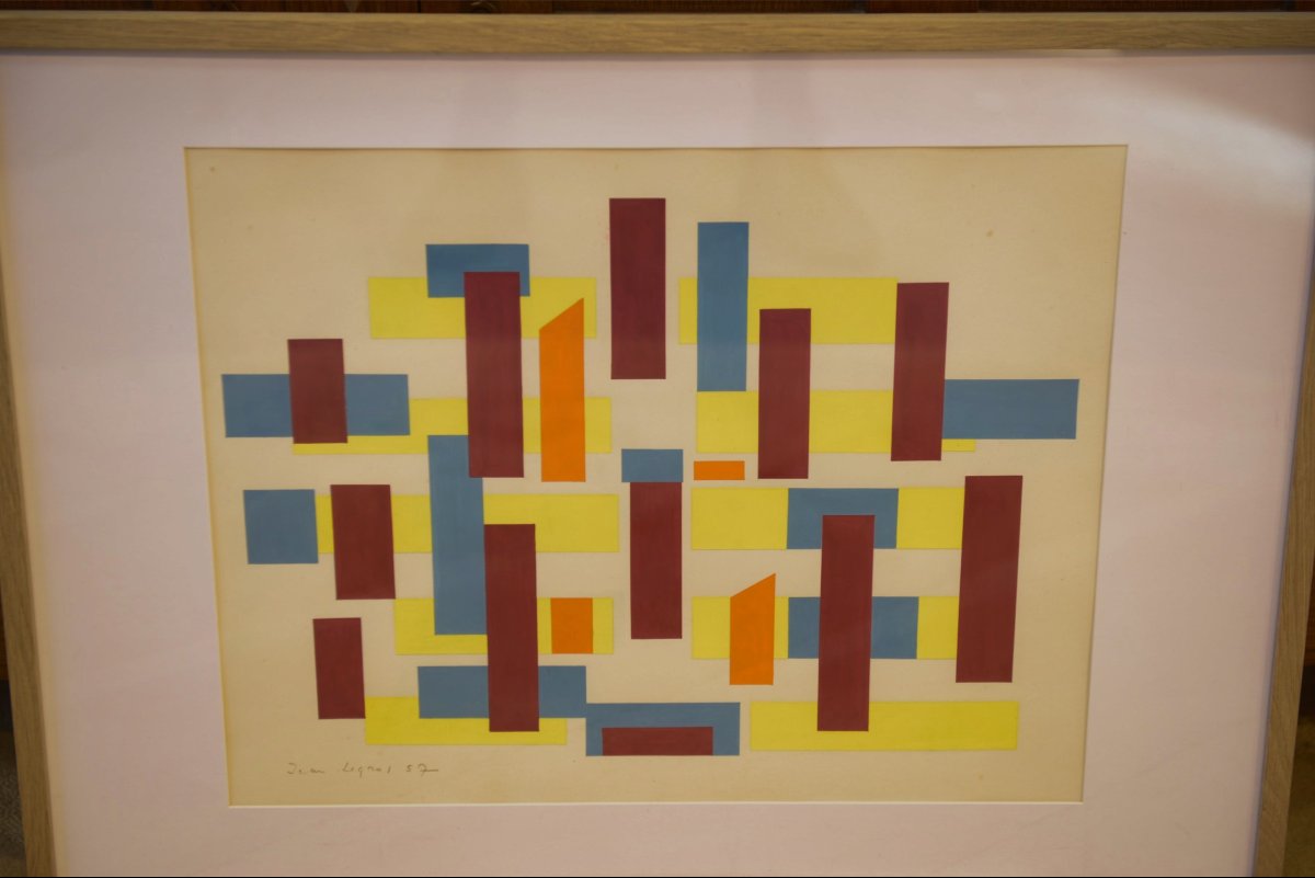 Peinture sur papier signée Jean Legros 1957-photo-2