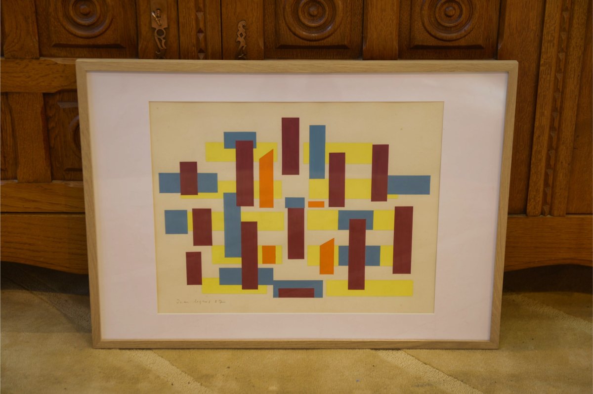 Peinture sur papier signée Jean Legros 1957-photo-3