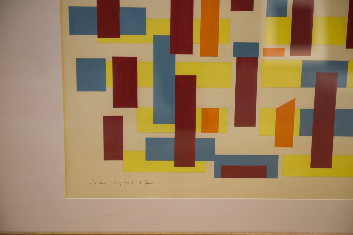 Peinture sur papier signée Jean Legros 1957-photo-4