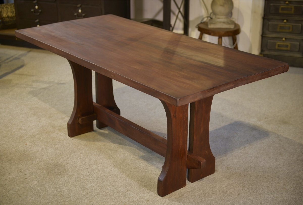 1950s Brutalist Beech Wood Table-photo-1