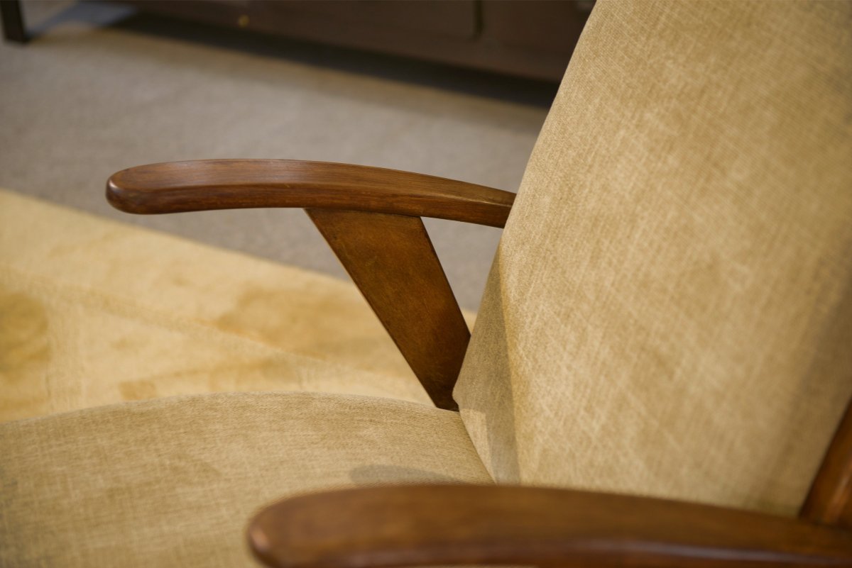 Scandinavian Armchair And Two Ottomans From The 1960s-photo-1