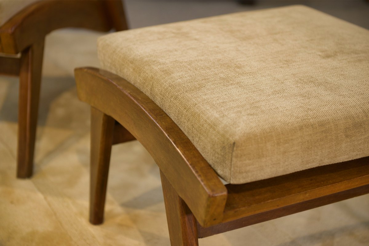 Scandinavian Armchair And Two Ottomans From The 1960s-photo-8