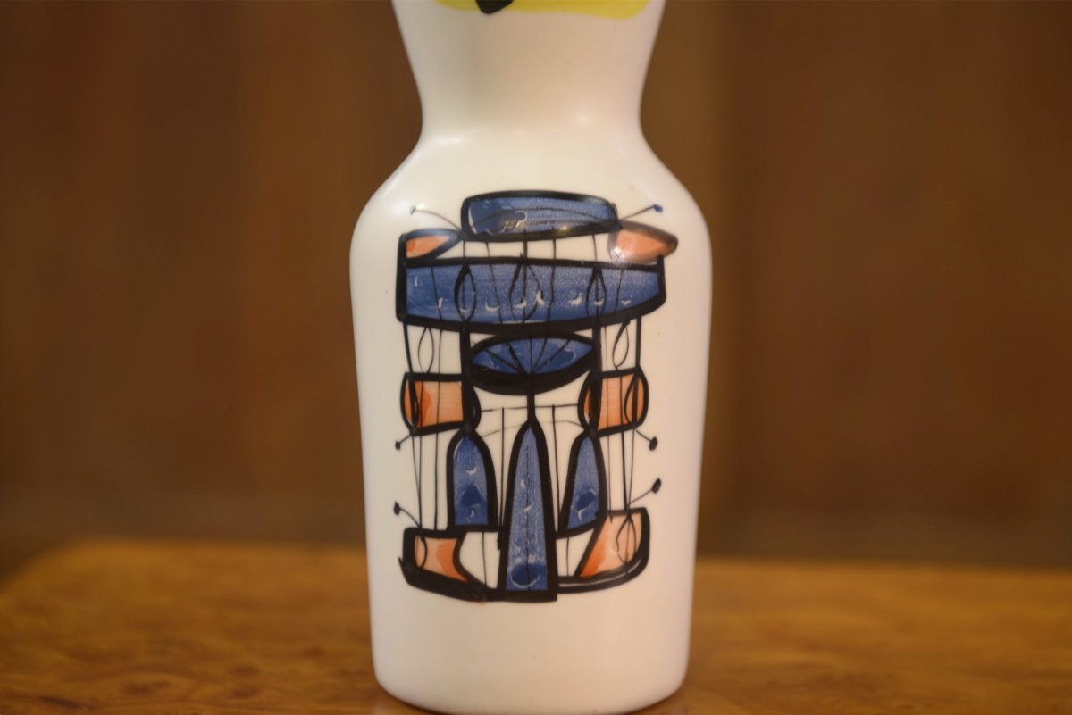 Ceramic Bottle-shaped Vase Signed By Roger Capron, 1960s-photo-1