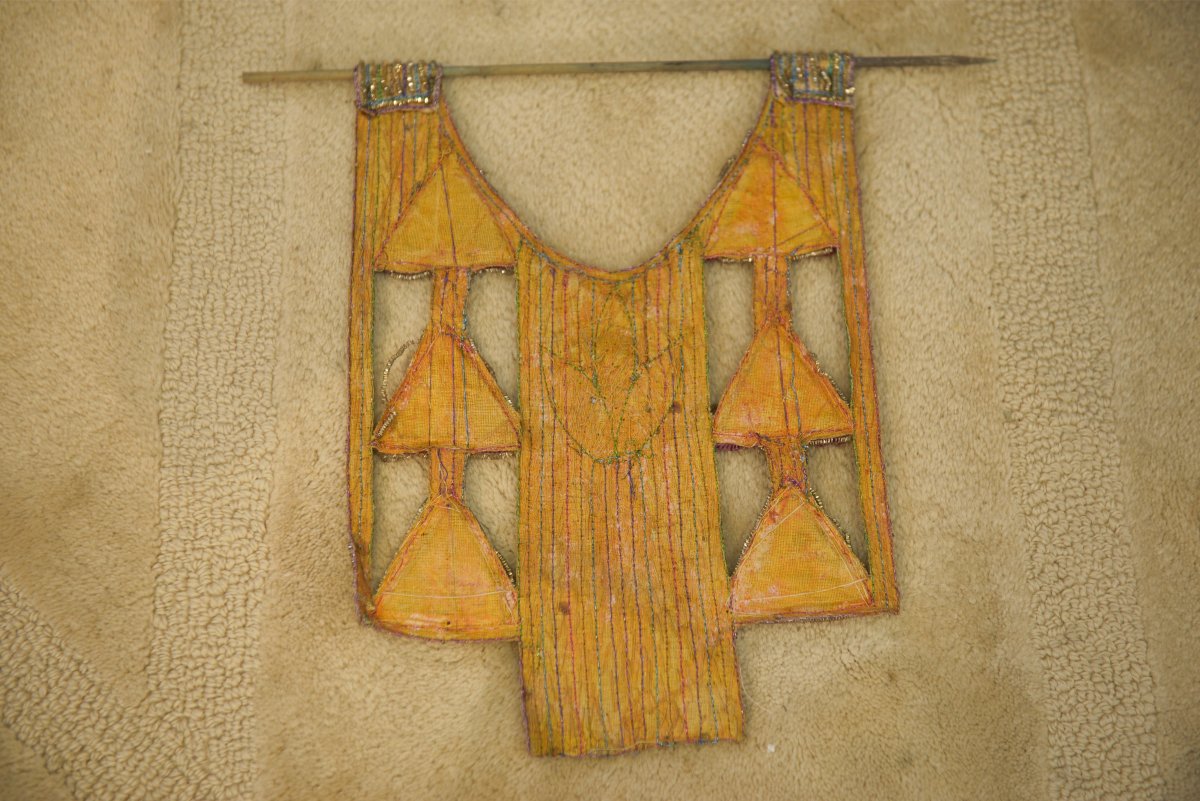 Textile Hanging Decoration With Mirrors, Attributed To The Circle Of Jean Demélier, 1970s-photo-2