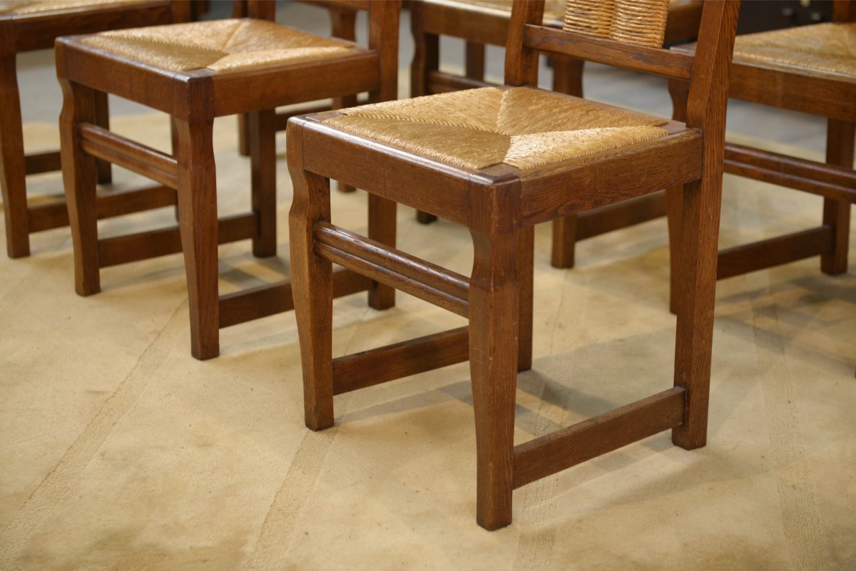 Ensemble de 6 chaises brutalistes 1950's-photo-5