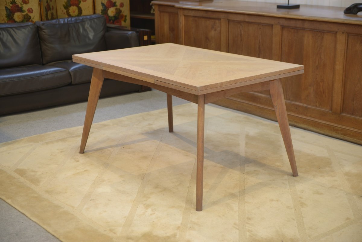 Table en chêne cérusé 1960's-photo-2