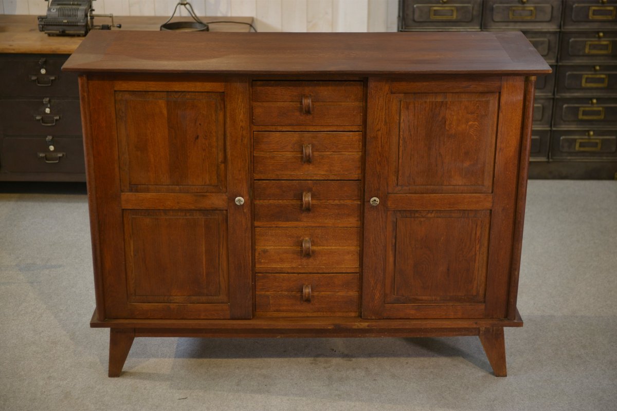 Buffet reconstruction en chêne par René Gabriel 1940's-photo-7