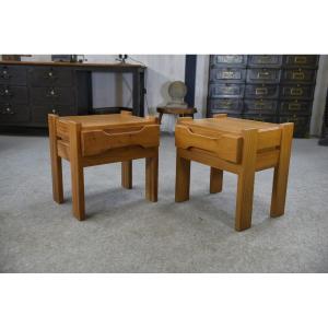 Paire de chevets en orme pour Maison REGAIN 1970's