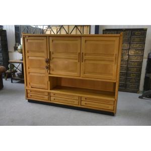 Armoire en chêne massif par Guillerme et Chambron et céramique par Danikowski 1950's