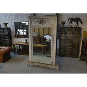 Large Napoleon III Patinated Mirror, 19th Century