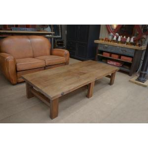 Table basse 6 pieds en chêne massif 1950 